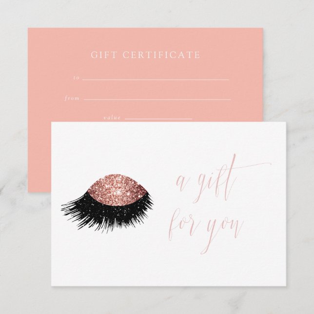 Rose Gold Glitter Eye Gift Certificate Invitation (Front/Back)