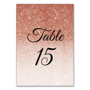 Rose Gold Glitter Faux Foil Table Number