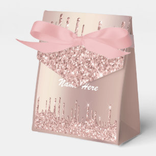 Rose Gold Glitter Favour or Gift Boxes Custom Text