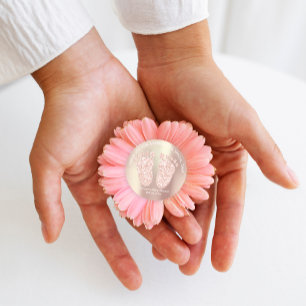 Rose Gold Glitter Feet Baby Shower Favour Thank Classic Round Sticker