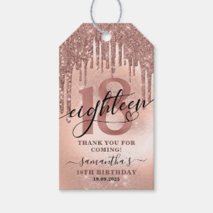 Rose Gold Glitter & Foil 18th Birthday Thank You   Gift Tags