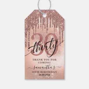 Rose Gold Glitter & Foil 30th Birthday Thank You Gift Tags