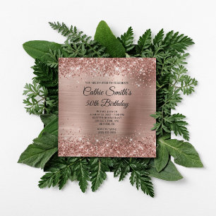 Rose Gold Glitter Foil 50th Birthday Invitation