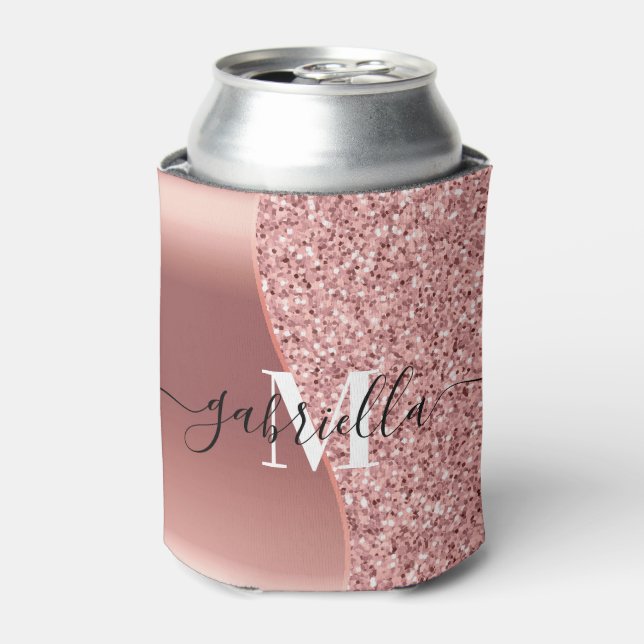 Rose Gold Glitter Foil Can Cooler (Can Front)