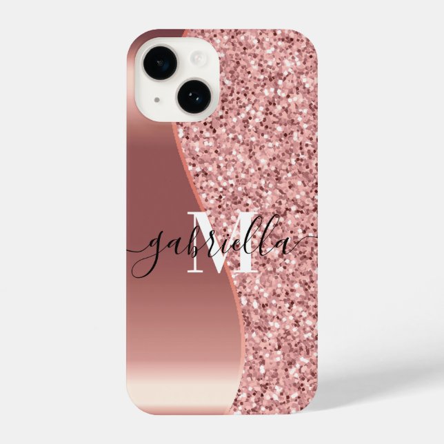 Rose Gold Glitter Foil iPhone Case (Back)