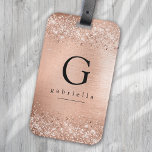 Rose Gold Glitter Foil Monogram  Luggage Tag<br><div class="desc">Personalise this foil glitter design with your name and monogram initial.</div>