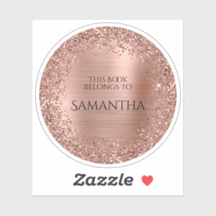 Rose Gold Glitter Foil This Book Belongs To Circle