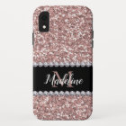 Rose Gold Glitter & Gems with Name and Monogram