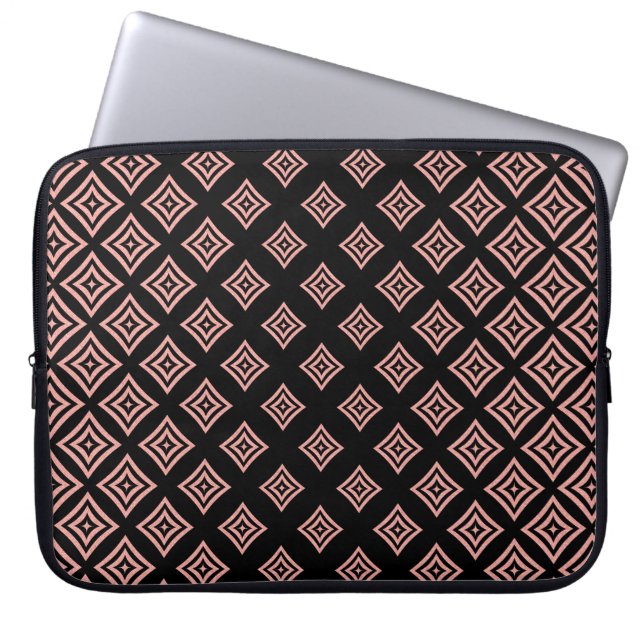 Rose Gold Glitter Geometric Shapes Pattern Laptop Sleeve (Front)