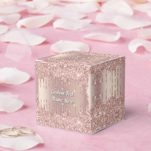 Rose Gold Glitter Gift Boxes Personalise Text Name