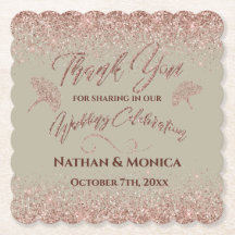 Rose Gold Glitter Gingko Leaves on Grey Mist