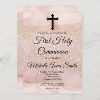 Rose Gold Glitter Girl 1st First Holy Communion