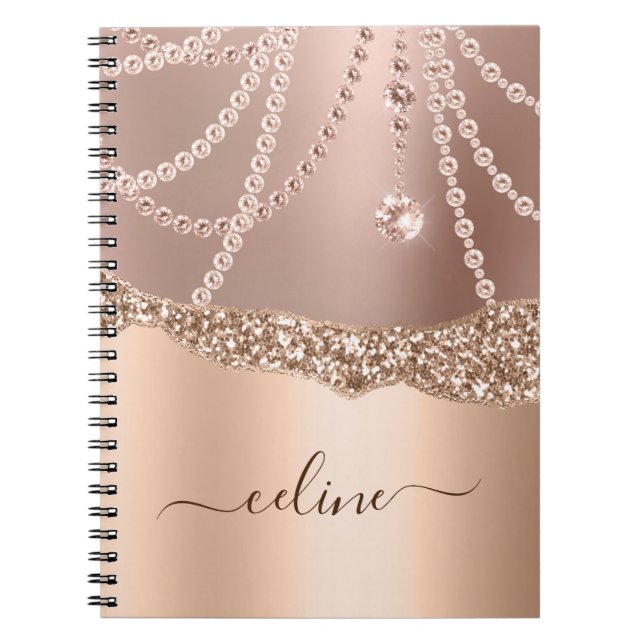 Rose Gold Glitter Girly Chich Elegant Sparkle Notebook (Front)