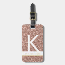 Rose Gold Glitter Girly Pink Modern Monogram