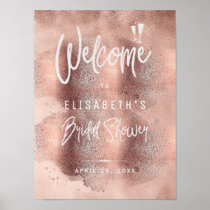 Rose gold glitter glam bridal shower welcome sign