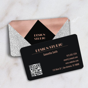 Rose Gold Glitter Glam Business Card
