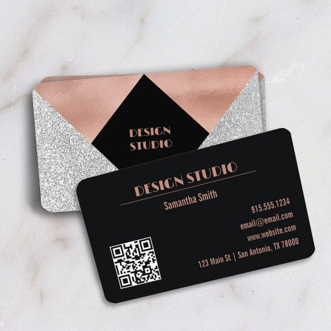 Rose Gold Glitter Glam Business Card (Creator Uploaded)