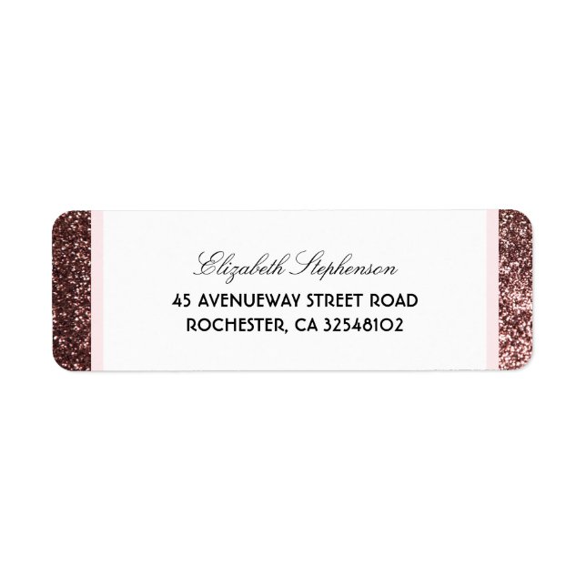 Rose Gold Glitter Glamour Vintage Wedding Return Address Label (Front)