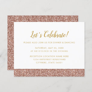Rose Gold Glitter & Gold A2 Reception Card