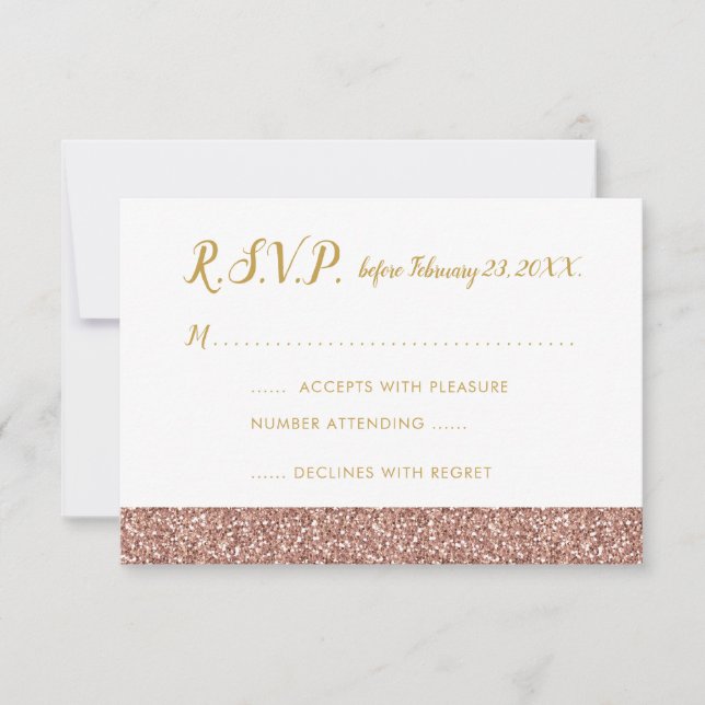 Rose Gold Glitter & Gold RSVP 3.5x5 A1 (Front)