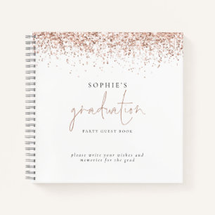 Rose Gold Glitter Graduation Party Guest Book