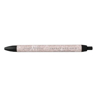 Rose Gold Glitter Hair Makeup Salon Promotion Black Ink Pen