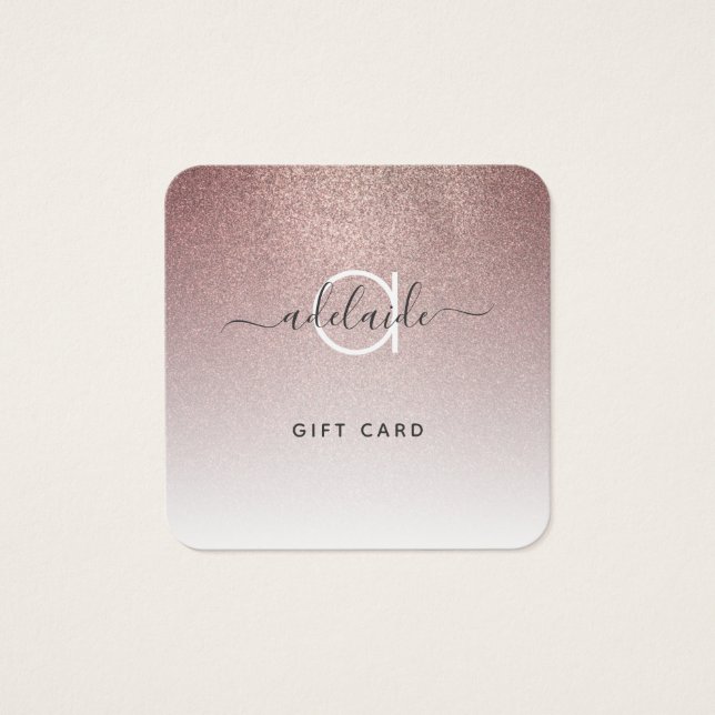 Rose Gold Glitter Hair Salon Makeup Gift Card (Front)