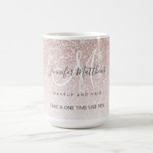 Rose Gold Glitter Hair Salon Safety Pen Holder Coffee Mug
