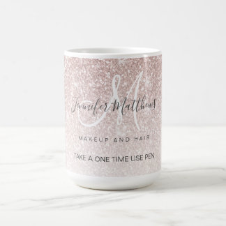 Rose Gold Glitter Hair Salon Safety Pen Holder Coffee Mug