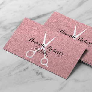 Rose Gold Glitter Hair Stylist Elegant Salon Business Card
