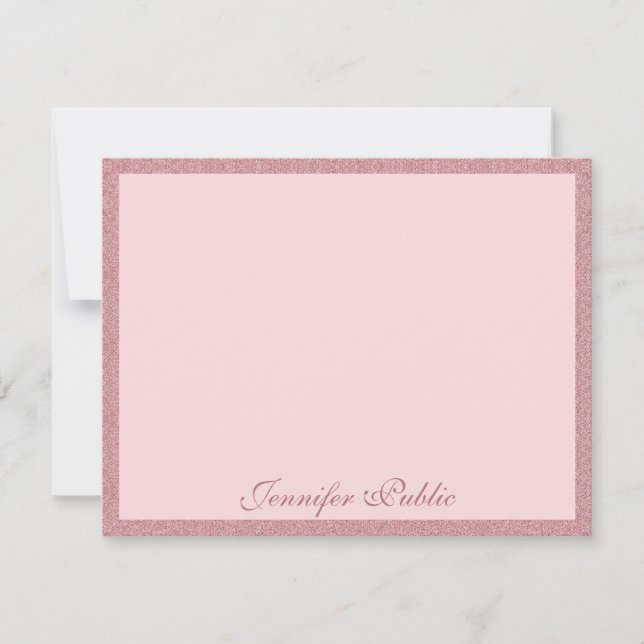 Rose Gold Glitter Handwritten Script Name Elegant Card (Front)