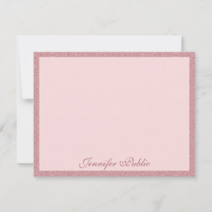 Rose Gold Glitter Handwritten Script Name Elegant Card