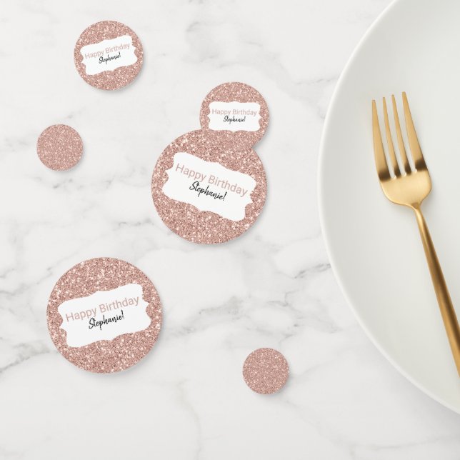 Rose Gold Glitter Happy Birthday Confetti (Group)