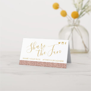 Rose Gold Glitter Hashtag Social Mini Sign Cards