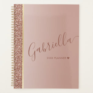 Rose Gold Glitter Heart Personalised 2025 Planner