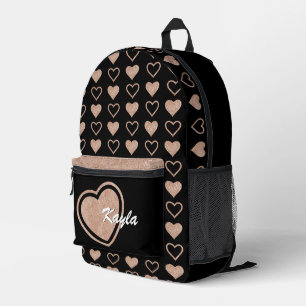 Rose Gold Glitter Heart Personalized Backpack