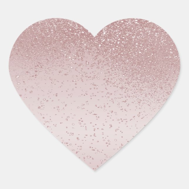 Rose Gold Glitter  Heart Sticker (Front)