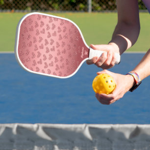 Rose Gold Glitter Hearts Chic Modern Style Pickleball Paddle
