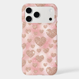 Rose Gold Glitter Hearts Pink Pattern
