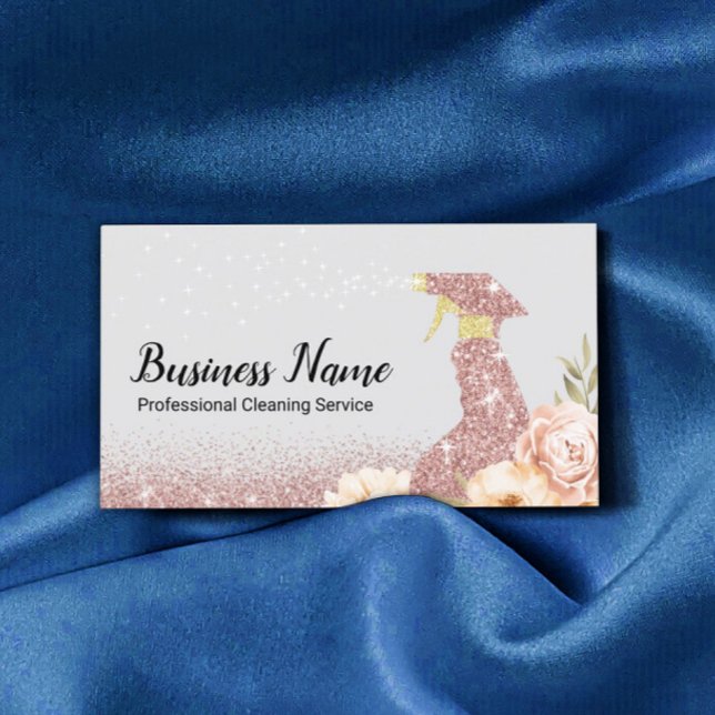 Rose Gold Glitter House Cleaning Maid Service Business Card (Creator Uploaded)