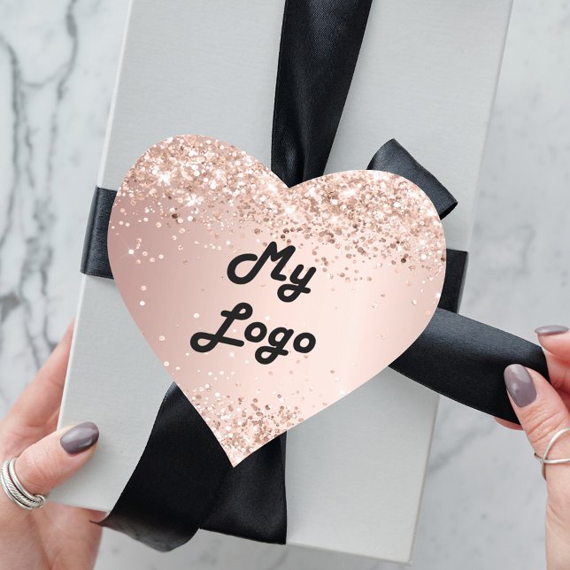 Rose gold glitter image business logo heart sticker (Creator Uploaded)