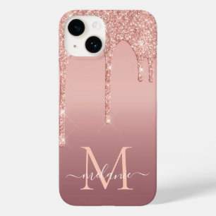 Rose Gold Glitter iPhone Case Custom Name Letter