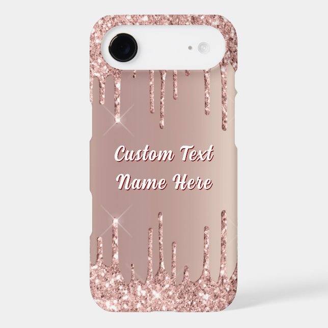 Rose Gold Glitter iPhone Case Personalized Text (Back)