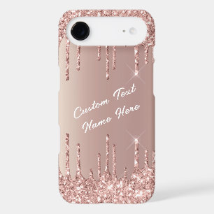 Rose Gold Glitter iPhone Case with Custo Text
