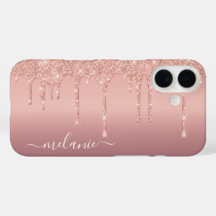 Rose Gold Glitter iPhone Case with Custom Name