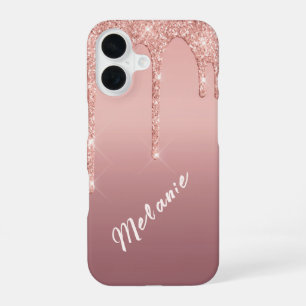Rose Gold Glitter iPhone Case with Custom Name