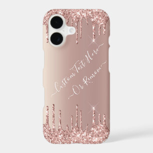 Rose Gold Glitter iPhone Case with Custom Text