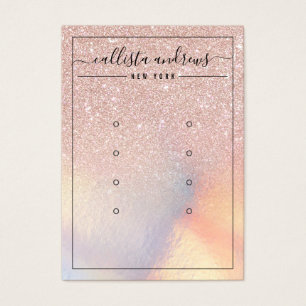Rose Gold Glitter Iridescent Earrings Display Card