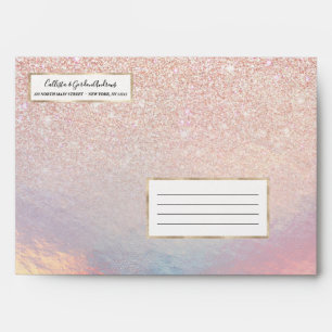 Rose Gold Glitter Iridescent Holographic Gradient Envelope