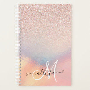 Rose Gold Glitter Iridescent Holographic Gradient Planner